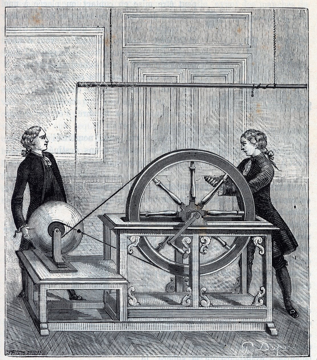 Elektrisk maskin (Generator) av Francis Hauksbee (1666-1713) perfeksjonert av Boze l