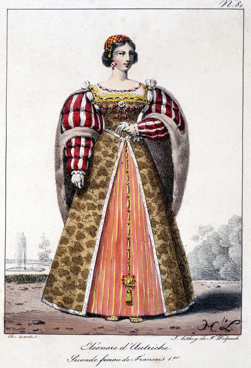 Eleonore av Østerrike (1498/1558), infante av Spania, kone til kong Manoel av Portugal og andre kone til Francois I, konge av Frankrike. av French School