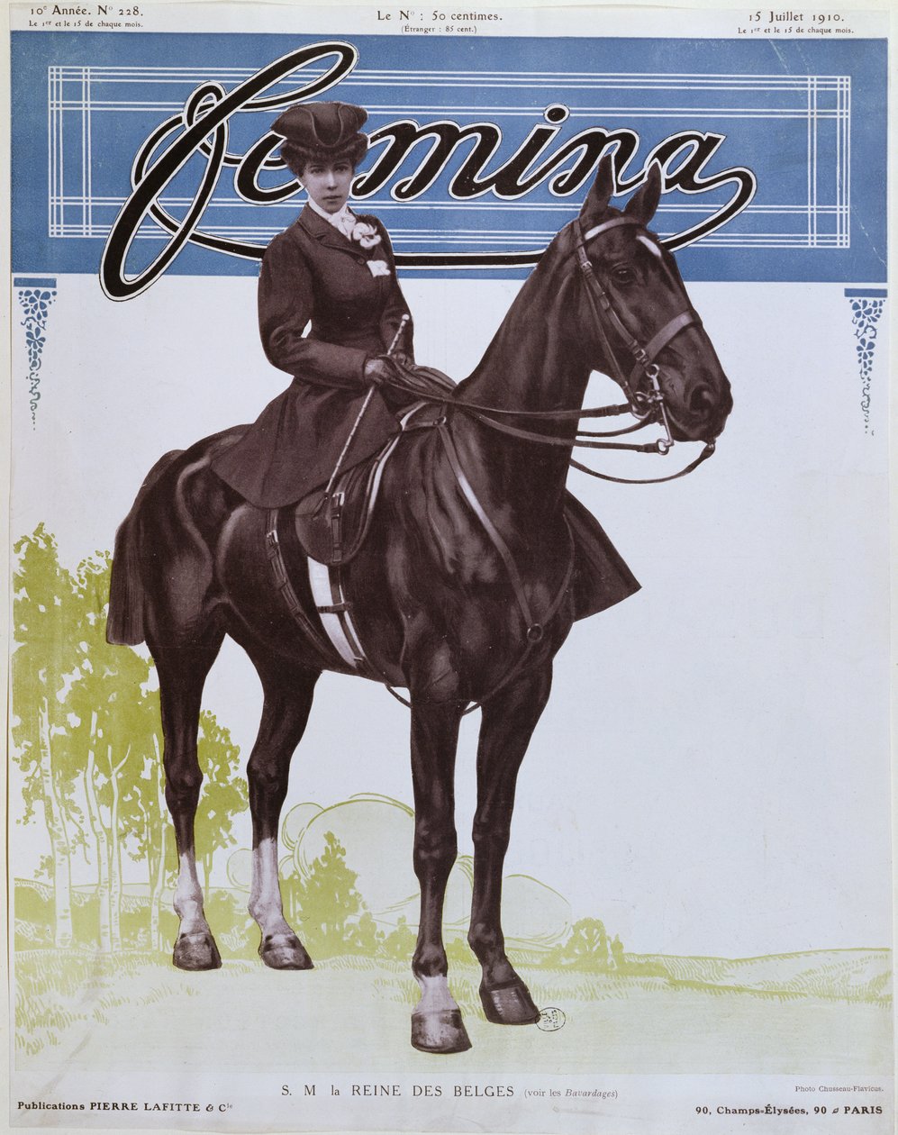 Elisabeth (1876-1965) Belgienes dronning, fra forsiden av Femina Magazine, 15. juli 1910 av French School