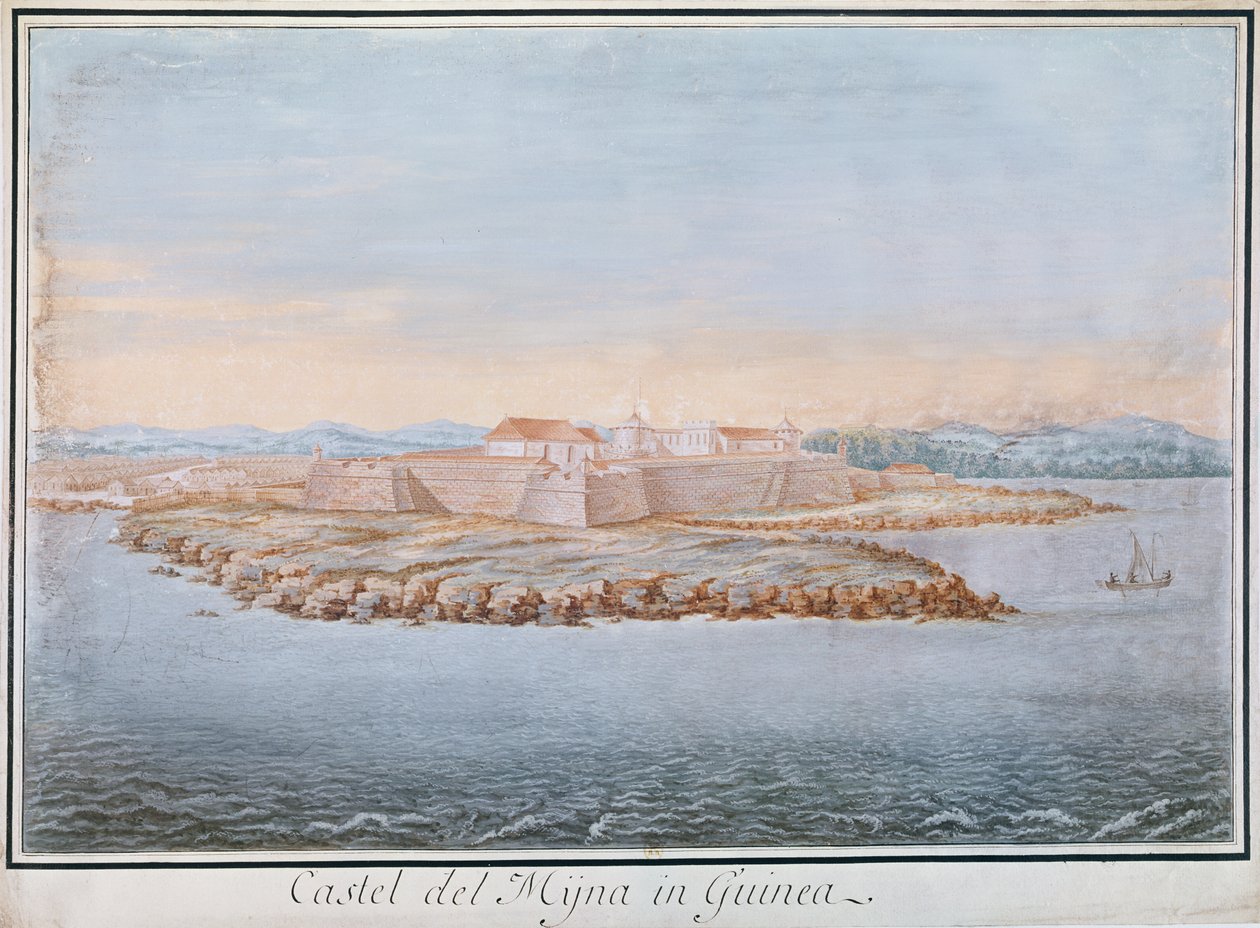 Elmina Castle, Guinea (wc på papir) av French School