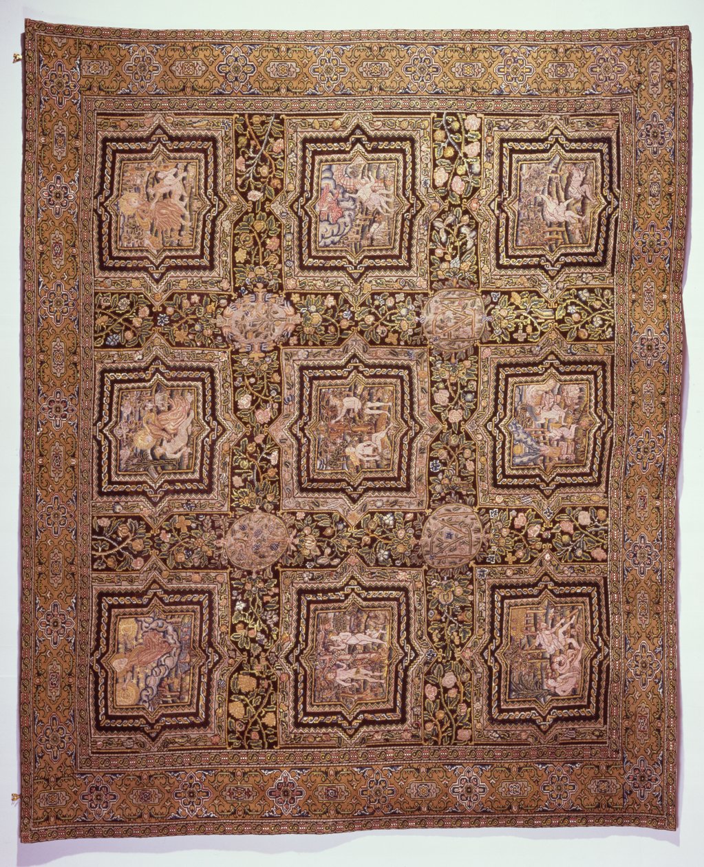 Brodert bordteppe med bibelske scener, ca. 1600 (ull og silke på linlerret) av French School