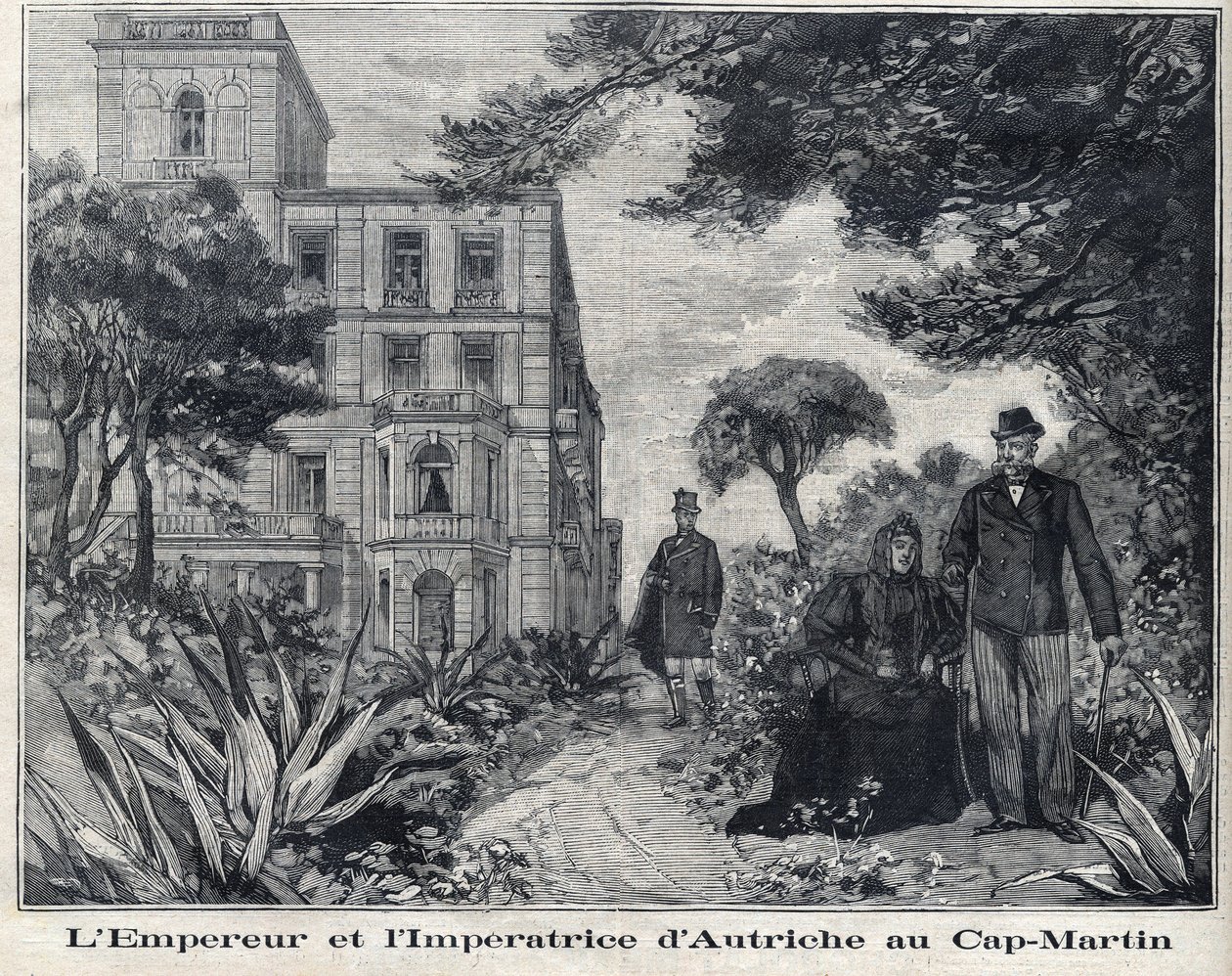 Keiser Francois Joseph I av Østerrike (1830-1916) og keiser av Østerrike Elisabeth Amelie av Wittelsbach kjent som Sissi (1837-1898) ved Cap Martin i Alpes-Maritimes-regionen i Provence-Alpes-Cote d