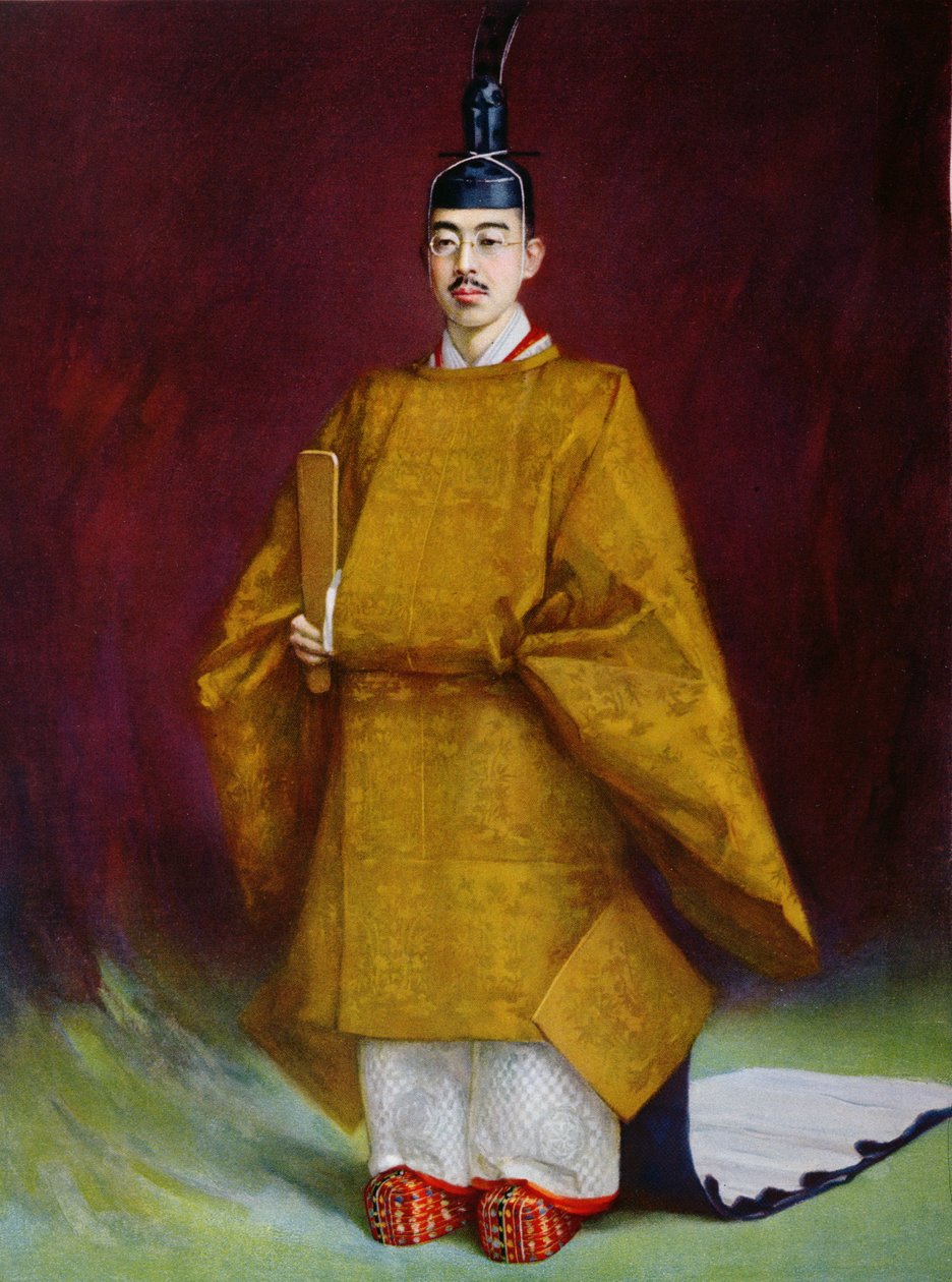 Keiser Hirohito (1901-1989) i kroningsdrakt, 1928 av French School