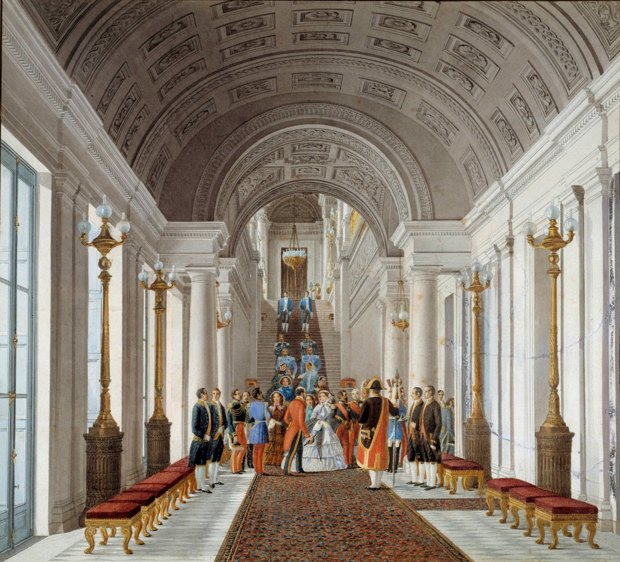 Keiser Napoleon III (1808-1873) og Impress Eugenie (1826-1920) ved Anonyme Tuileries maleri rundt 1860. Paris, dekorativ kunst av French School