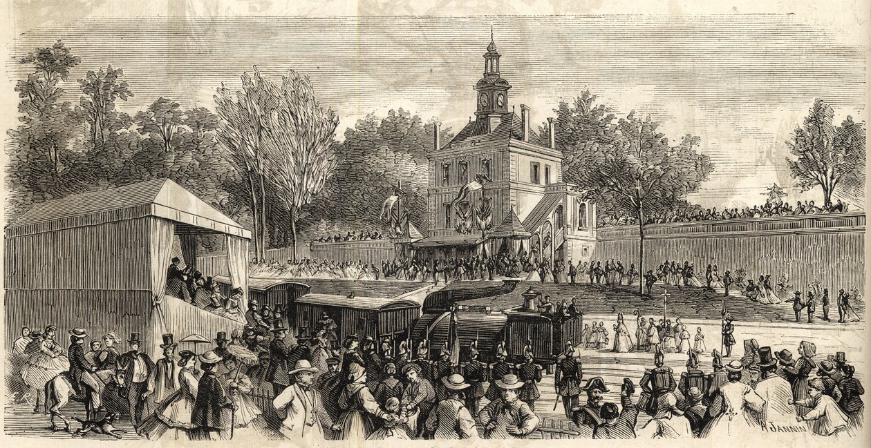 Enghien-les-Bains til Montmorency Line - Innvielse av Enghien Railway til Montmorency", 30. juni av French School