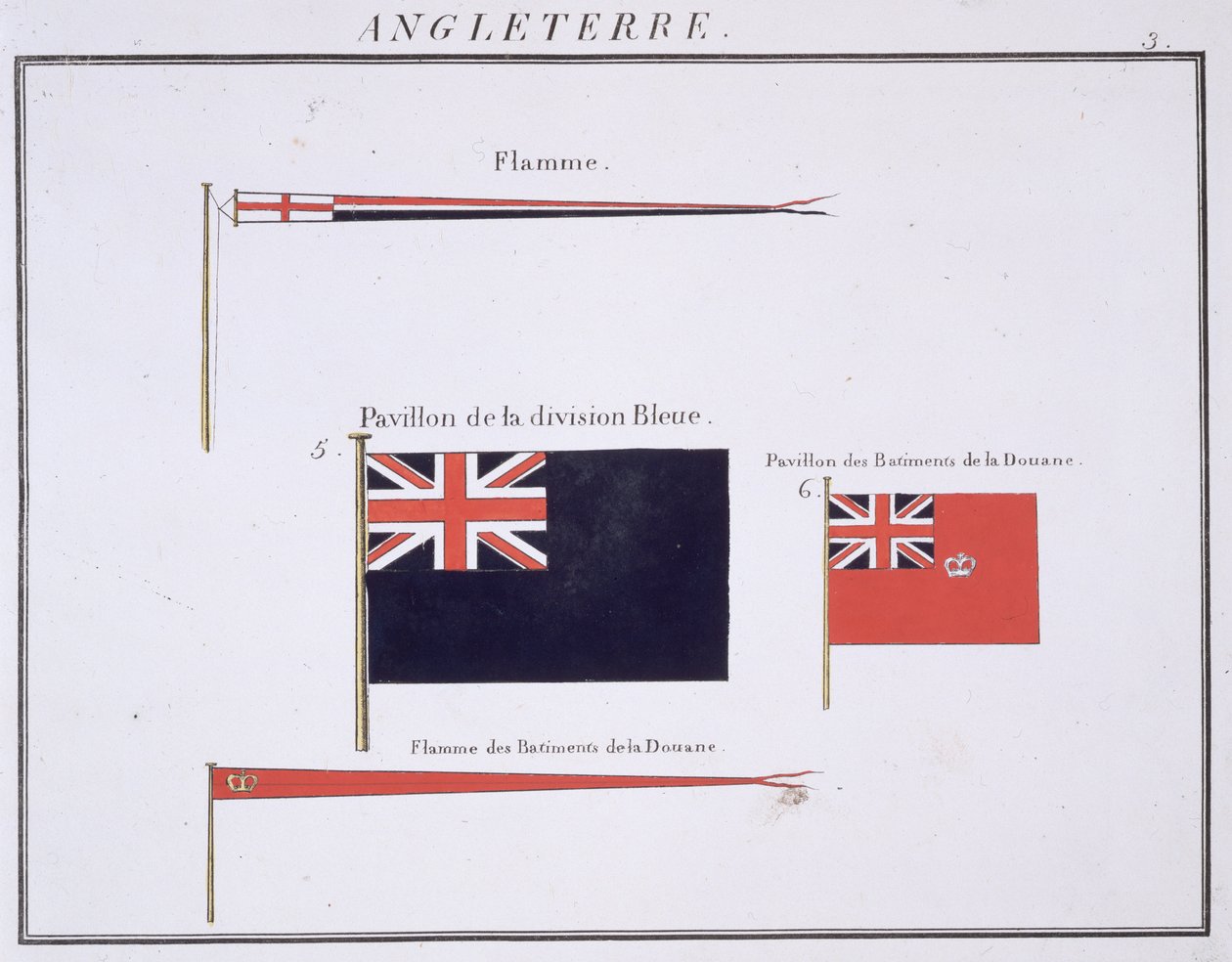 Engelske flagg, fra en fransk bok med flagg, ca. 1819 av French School