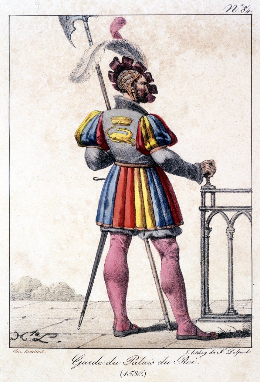 Gravering av en vakt ved Kongens palass i 1530. av French School