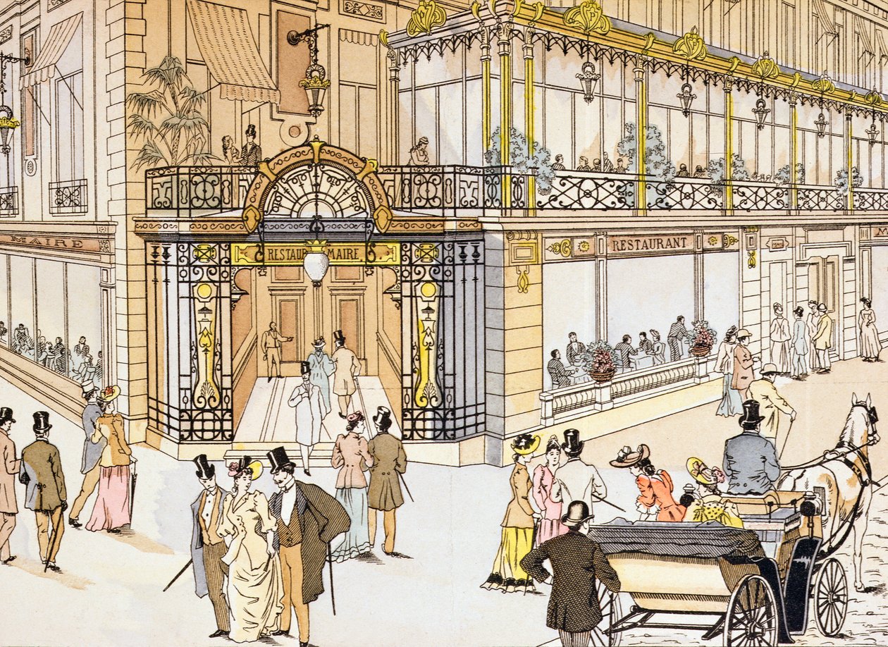Inngangen til restauranten Le Maire i Paris, ca. 1895 av French School