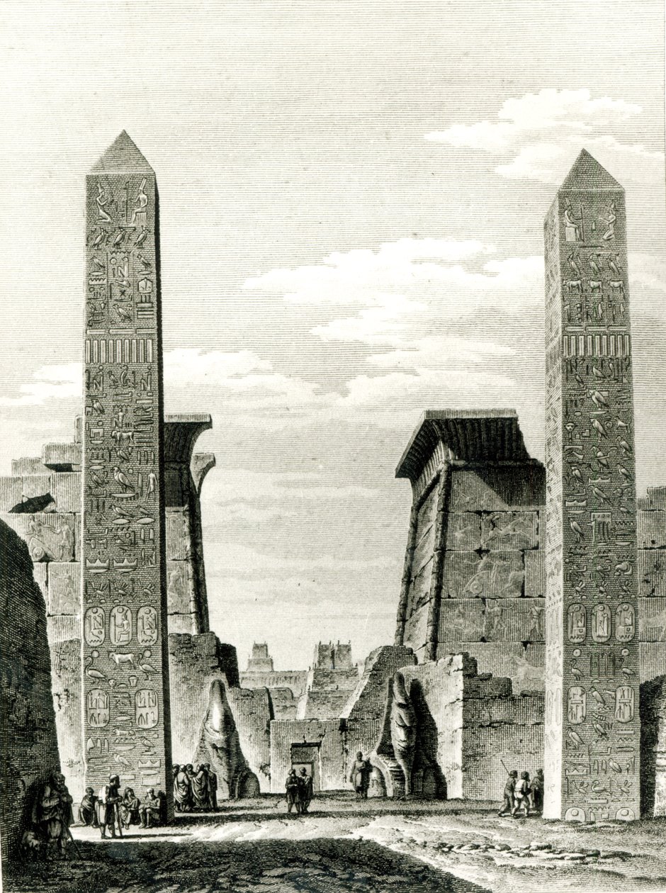 Inngang til Luxor-tempelet, fra reise i Nedre og Øvre Egypt av Dominique Vivant Denon (1747-1825) 1802 av French School
