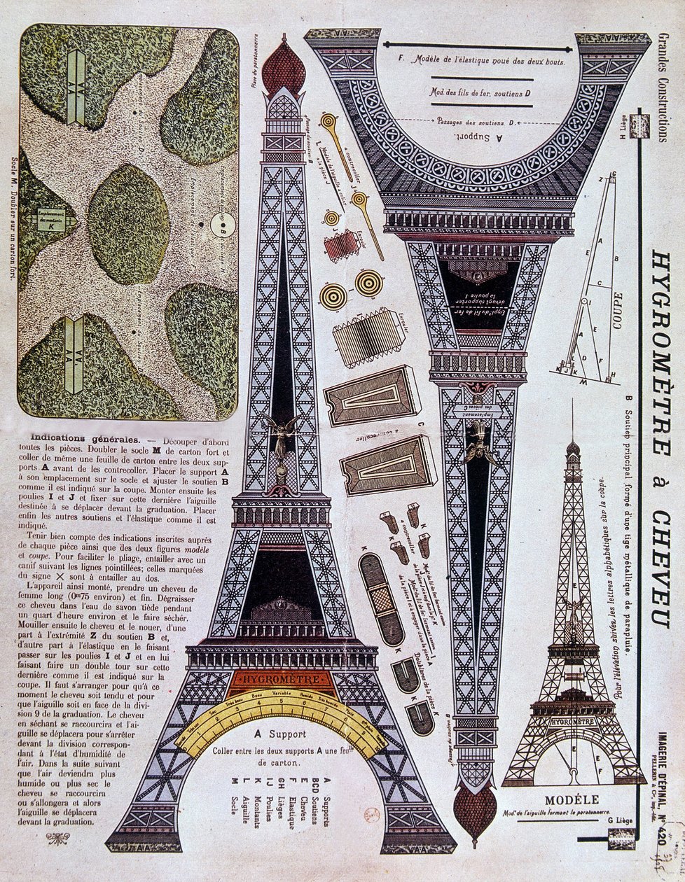 Epinal avbildning nummer 420 (Grande Construction) fra 1908 på Eiffeltårnet. av French School