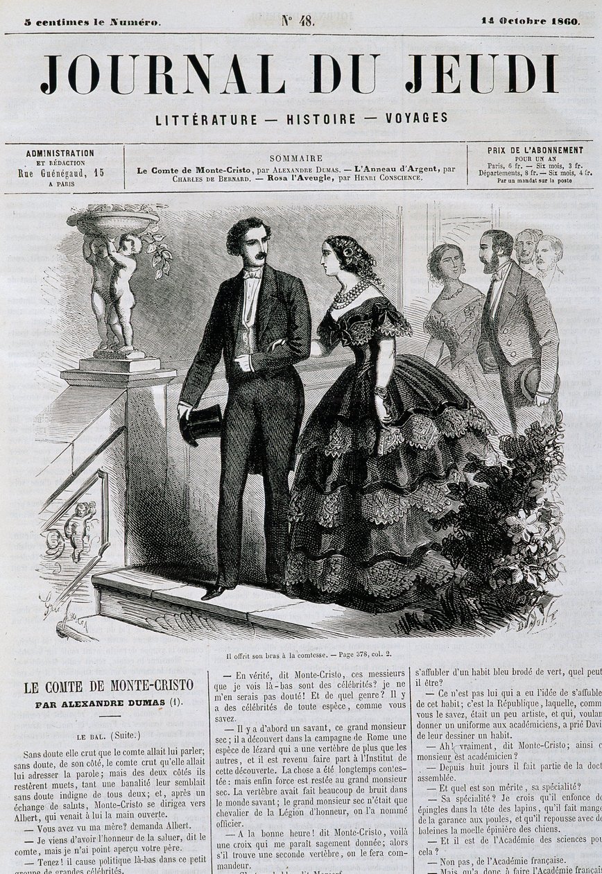 Episode av romanserien Greven av Monte Cristo (Monte Cristo) - i "" Le Journal du Jeudi"" fra 14.10.1860 av French School