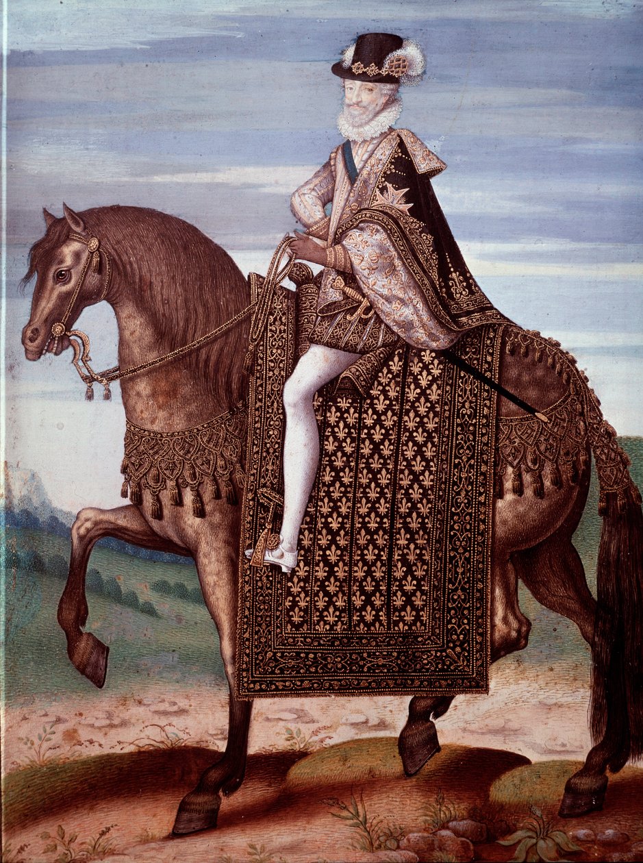 Rytterportrett av Henrik IV (1553-1610) Konge av Frankrike (Portrett av Henrik IV, konge av Frankrike) Anonymt maleri av French School