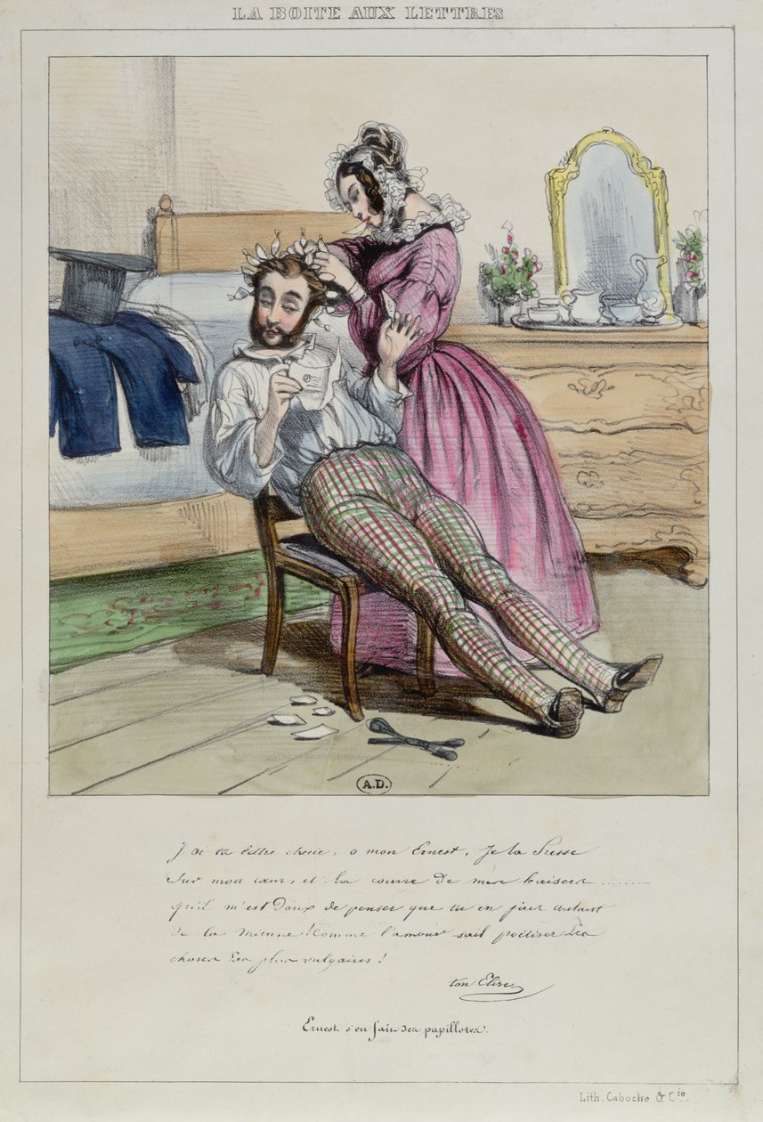 Ernest har krøllet hår, ca. 1840 av French School