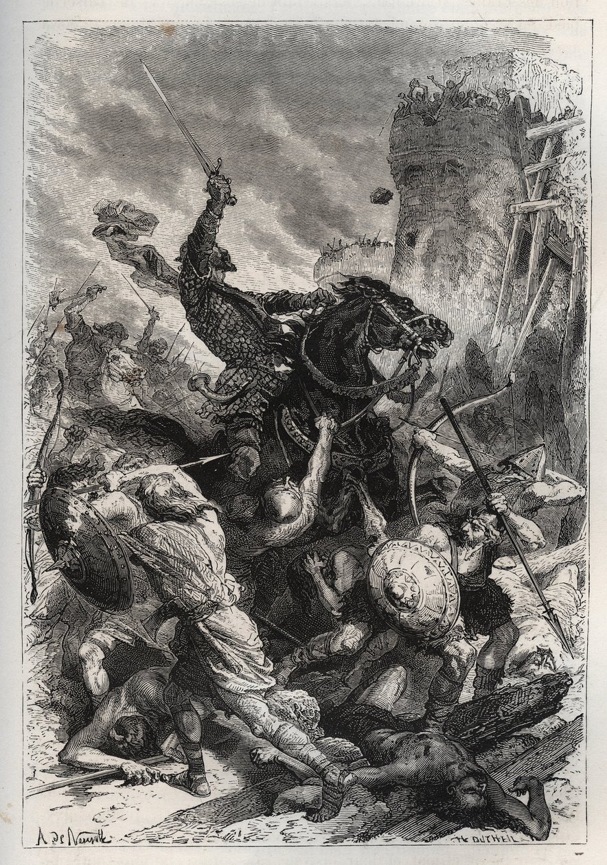Eudes (Odon) (860-898), kongen av frankerne, leder kampen mot normannerne og forsvarer Paris (860-887) - Eudes (852-898) i kamp mot normannerne - "Frankrikes historie fortalte til mine barnebarn"" - av Francois Guizot - 1872-1876 av French School