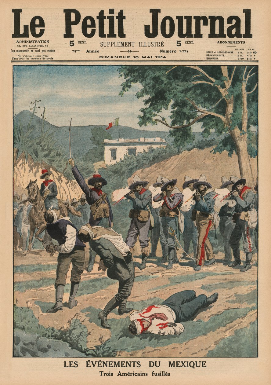 Events of Mexico, skyting av tre amerikanere, forsideillustrasjon fra 