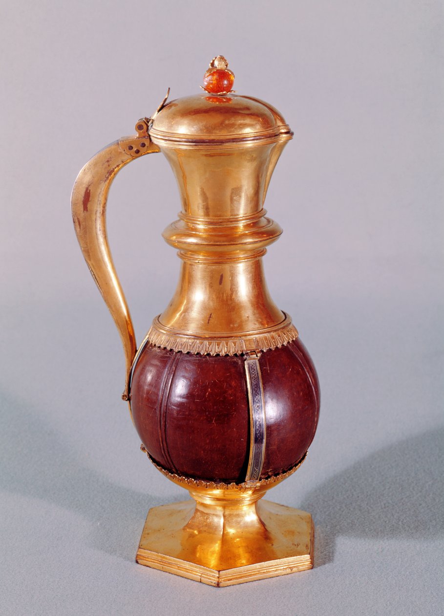 Ewer fra Treasury of the Abbey of Maubuisson (kokosnøtt og forgylt sølv) av French School