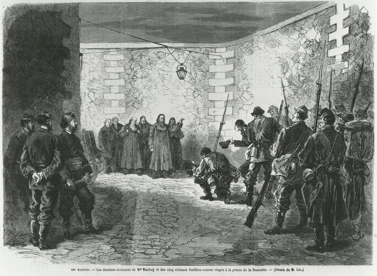 Henrettelse av Georges Darboy, 24. mars 1871 (gravering) av French School