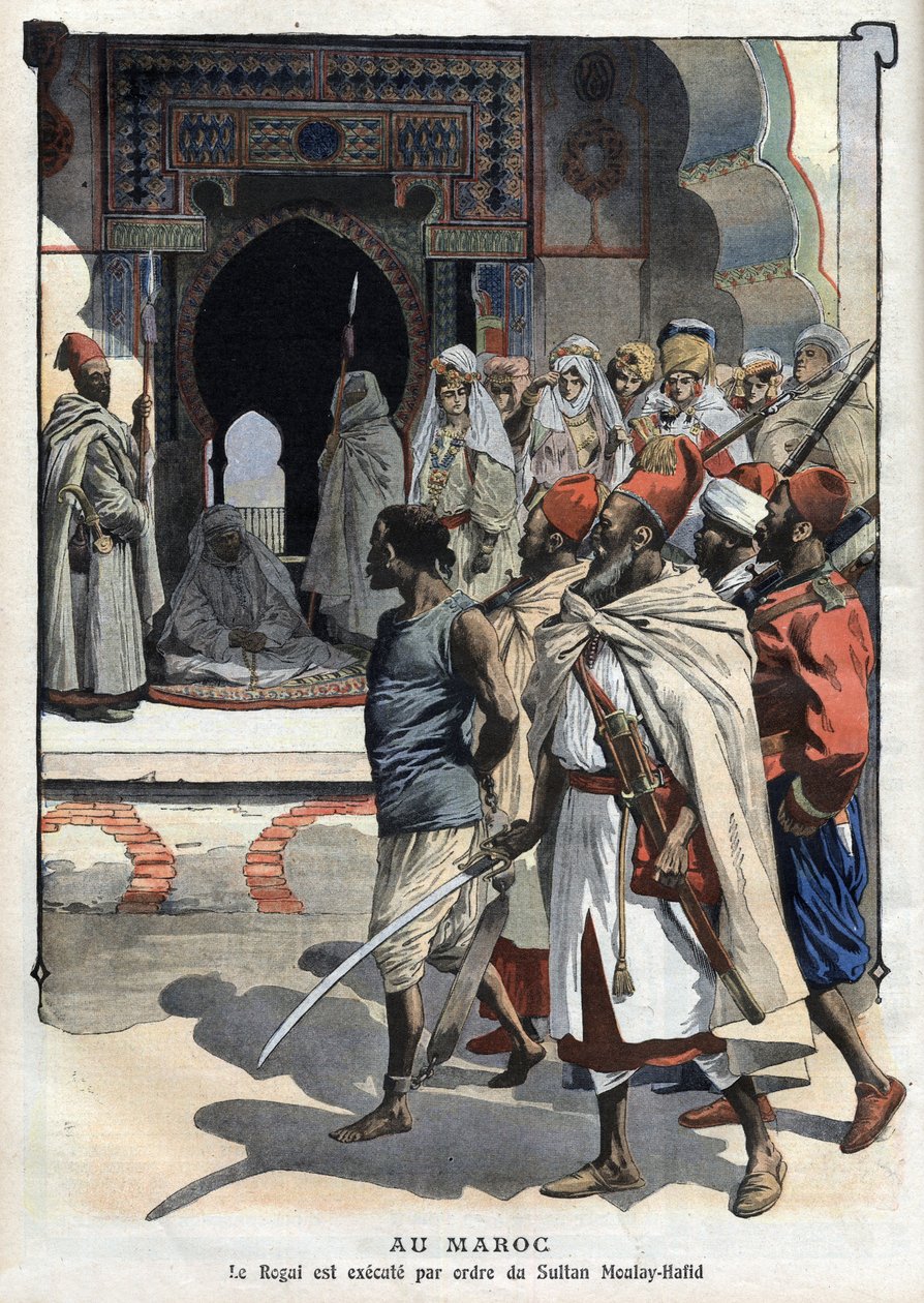Henrettelse av Rogui Bou Hamara etter ordre fra Sultan Moulay Hafid i Fez, «The Little Journal»» fra oktober av French School