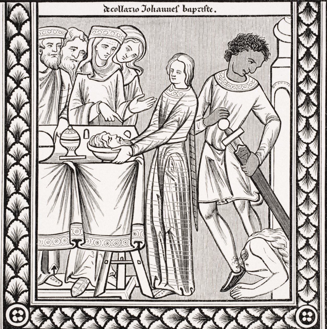 Henrettelse av St. Johannes døperen, etter en miniatyr i en salmebok fra St. Louis fra 1200-tallet, fra 