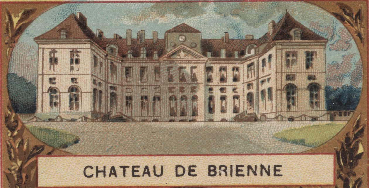 Utvendig utsikt over Chateau de Brienne le Chateau (Brienne-le-Chateau) i Aube (10). Kromolitografi fra slutten av 1800-tallet av French School