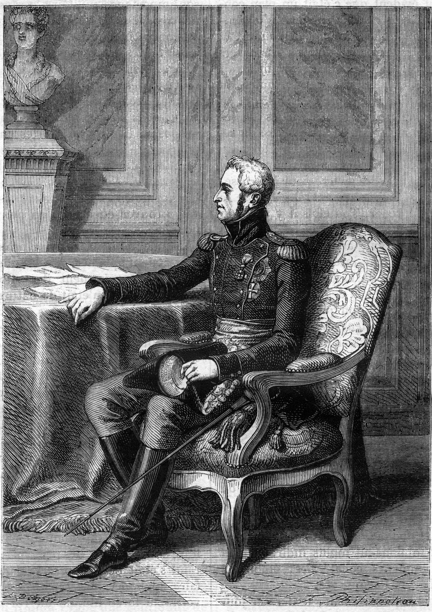 FREDERICK VI OF DENMARK - Portrait of Frederic VI King of Denmark (1768-1839) - in “” History of the empire following the history of the consulate”” by Adolphe Thiers - 1879 - private collection av French School