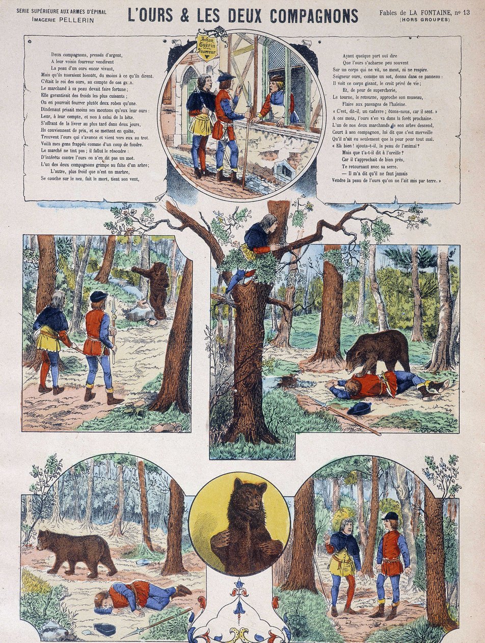 La Fontaines fabel: Bjørnen og de to følgesvennene - Image d