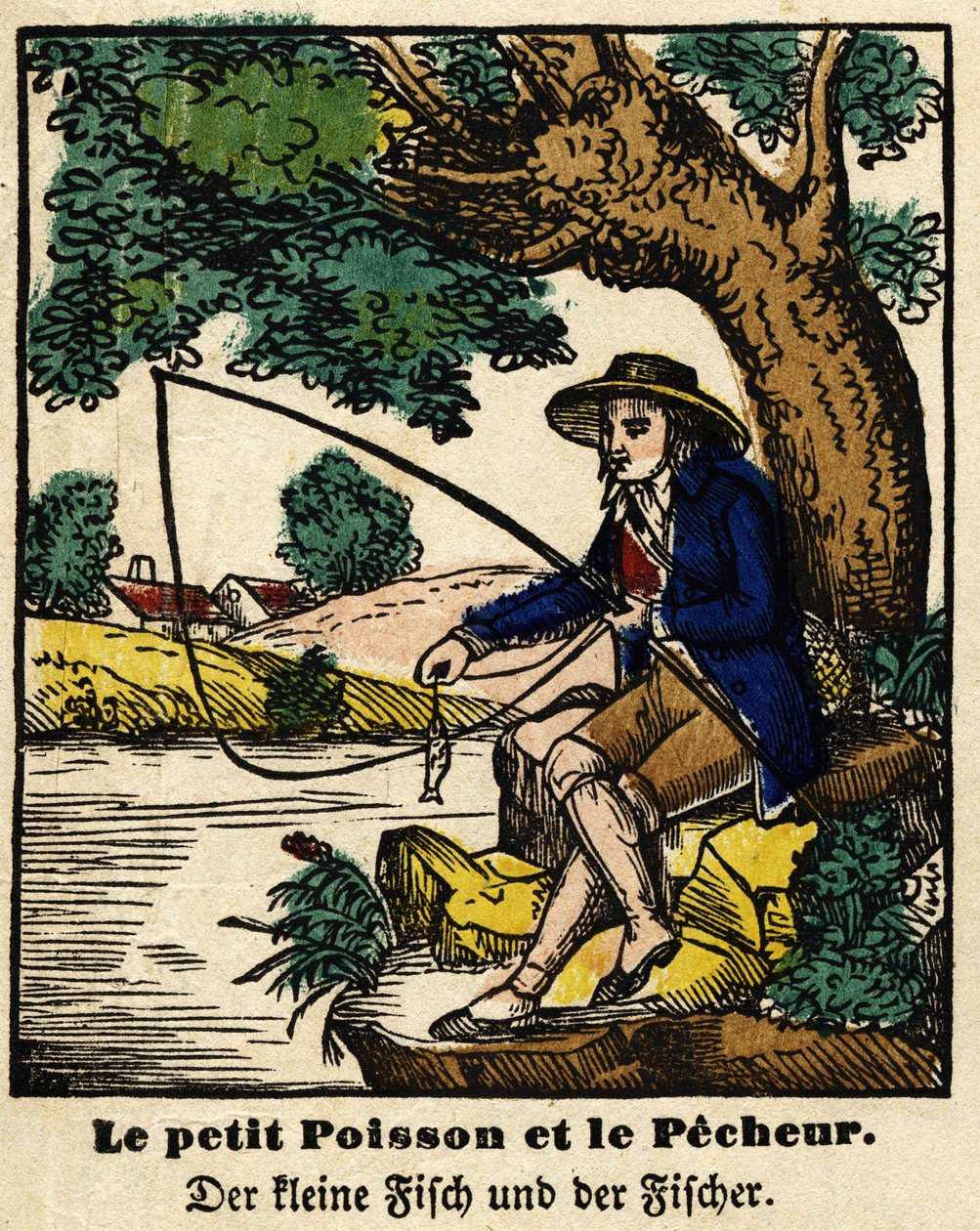 Fables de La Fontaine: the little fish and the fisherman. Image of Epinal, first half of the 19th century. av French School
