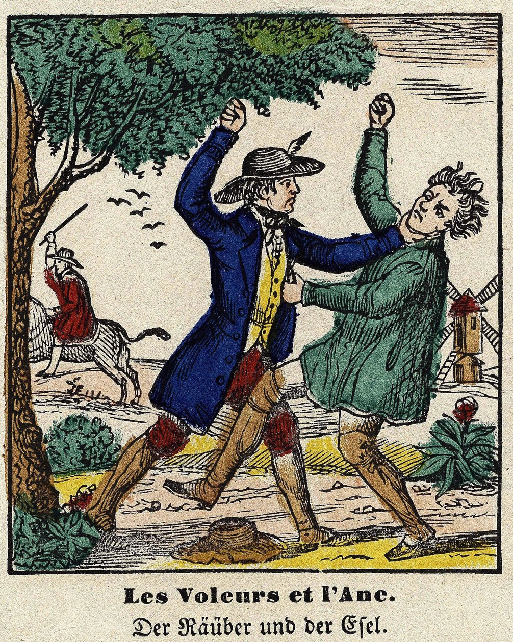 Fables de La Fontaine: the thieves and the donkey. Image of Epinal, first half of the 19th century. av French School