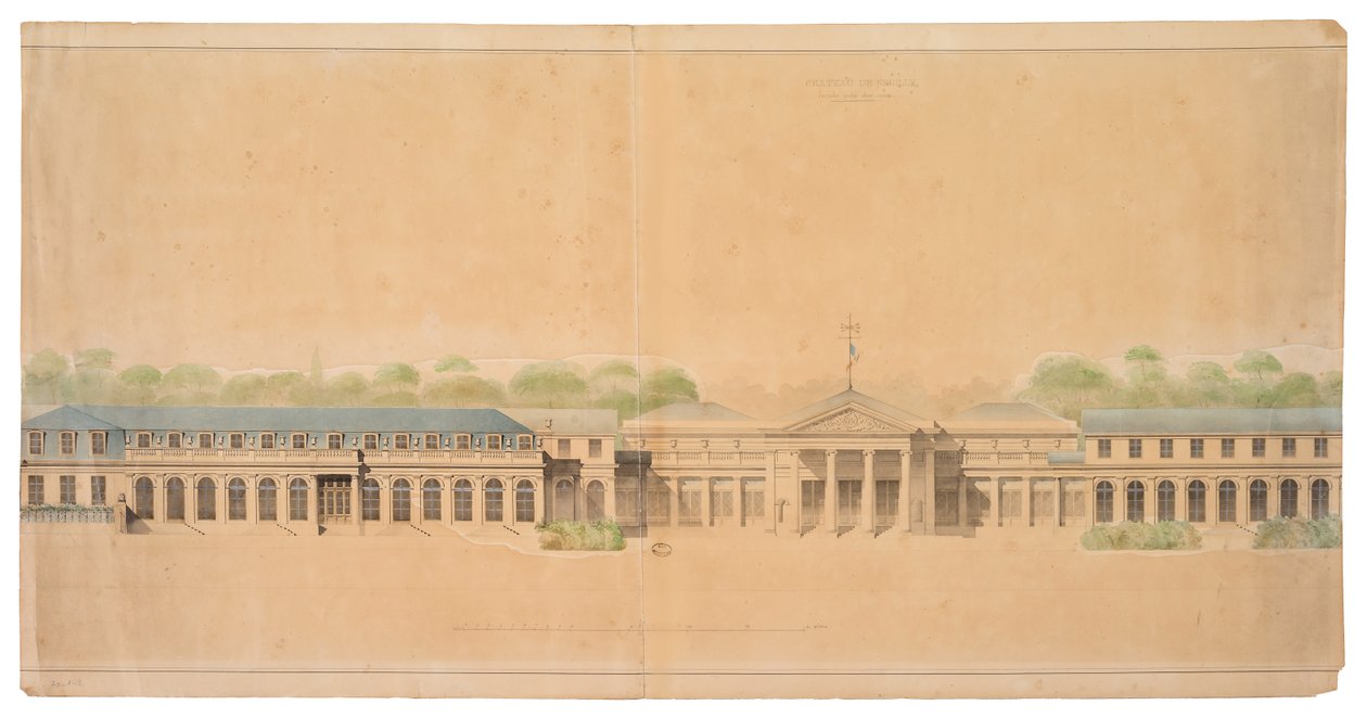 Fasade av Chateau de Neuilly av French School