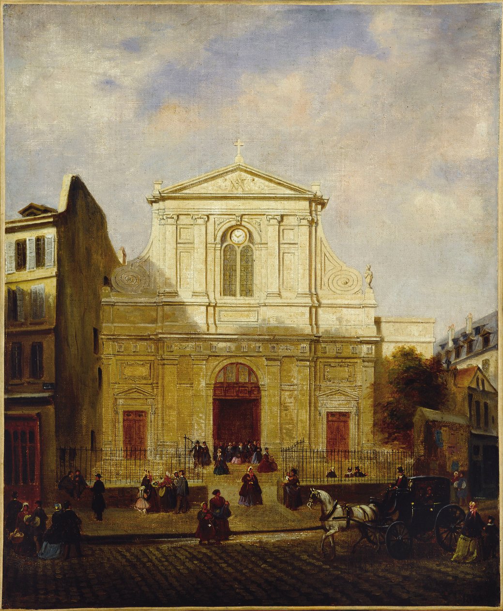 Fasade av kirken Blancs-Manteaux av French School