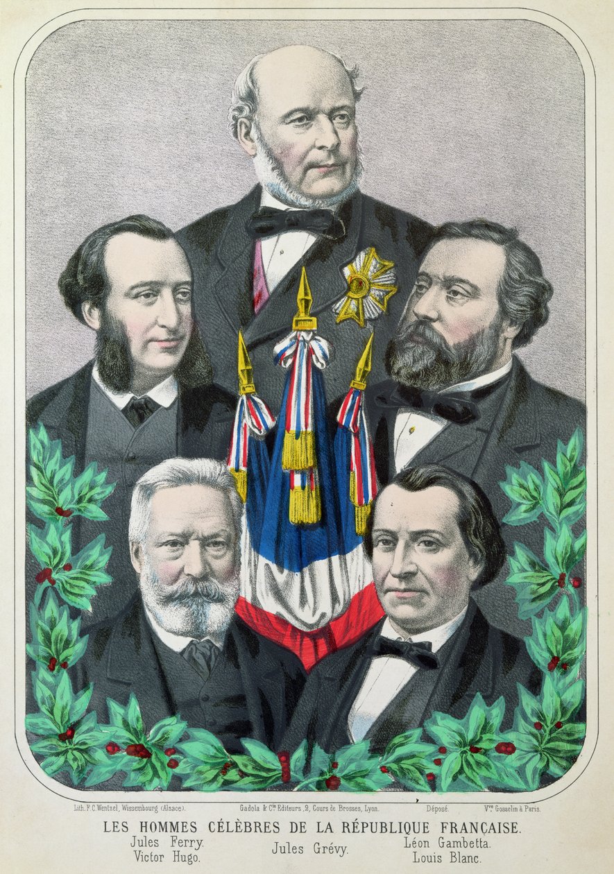 Kjente menn fra den franske republikk: Jules Ferry (1832-93) Jules Grevy (1807-91) Leon Gambetta (1838-82) Victor Hugo (1802-85) og Louis Blanc (1813-82) 1873 av French School