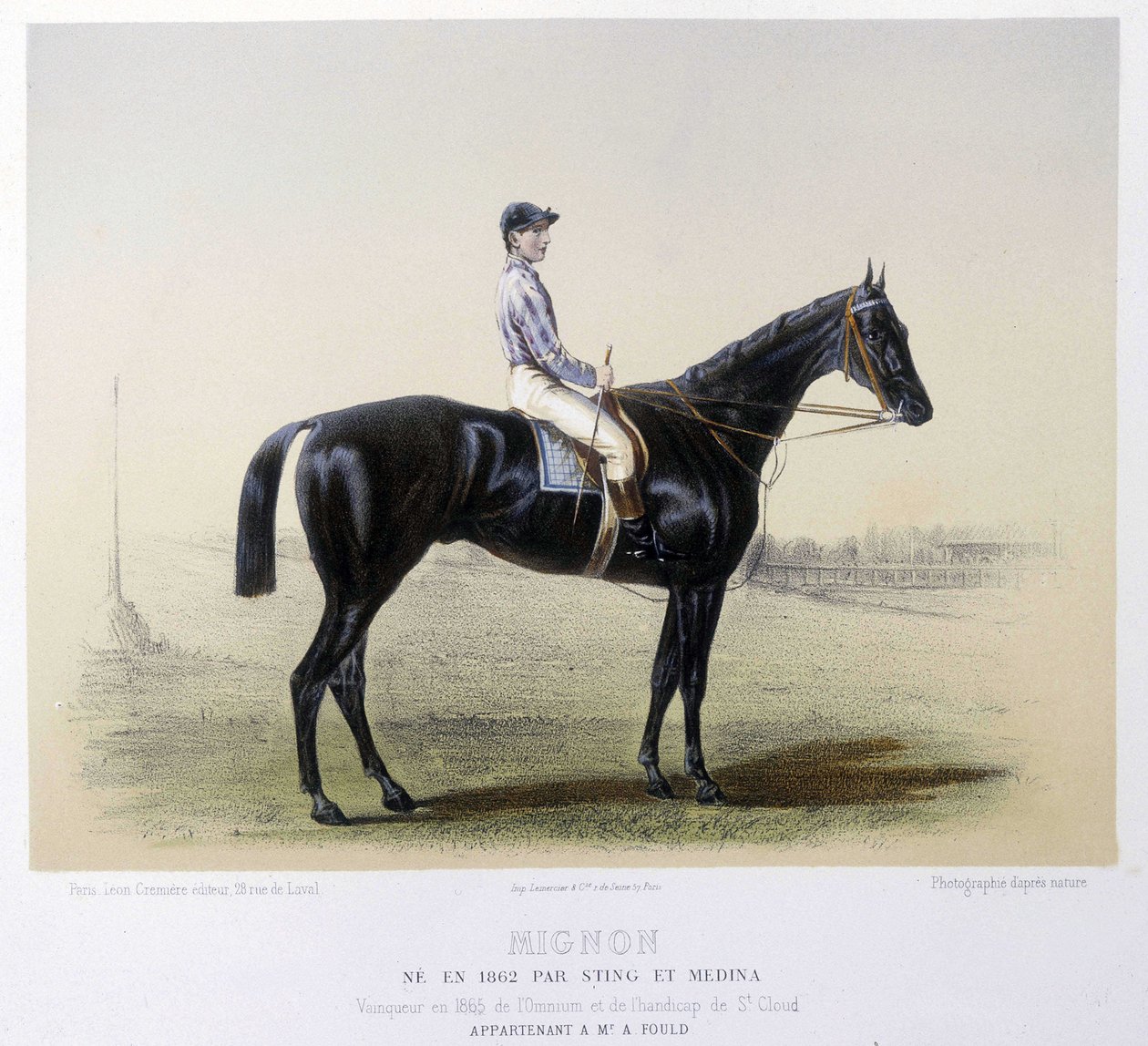 Berømt veddeløpshest - i "" The Centaur"" 1866 av French School
