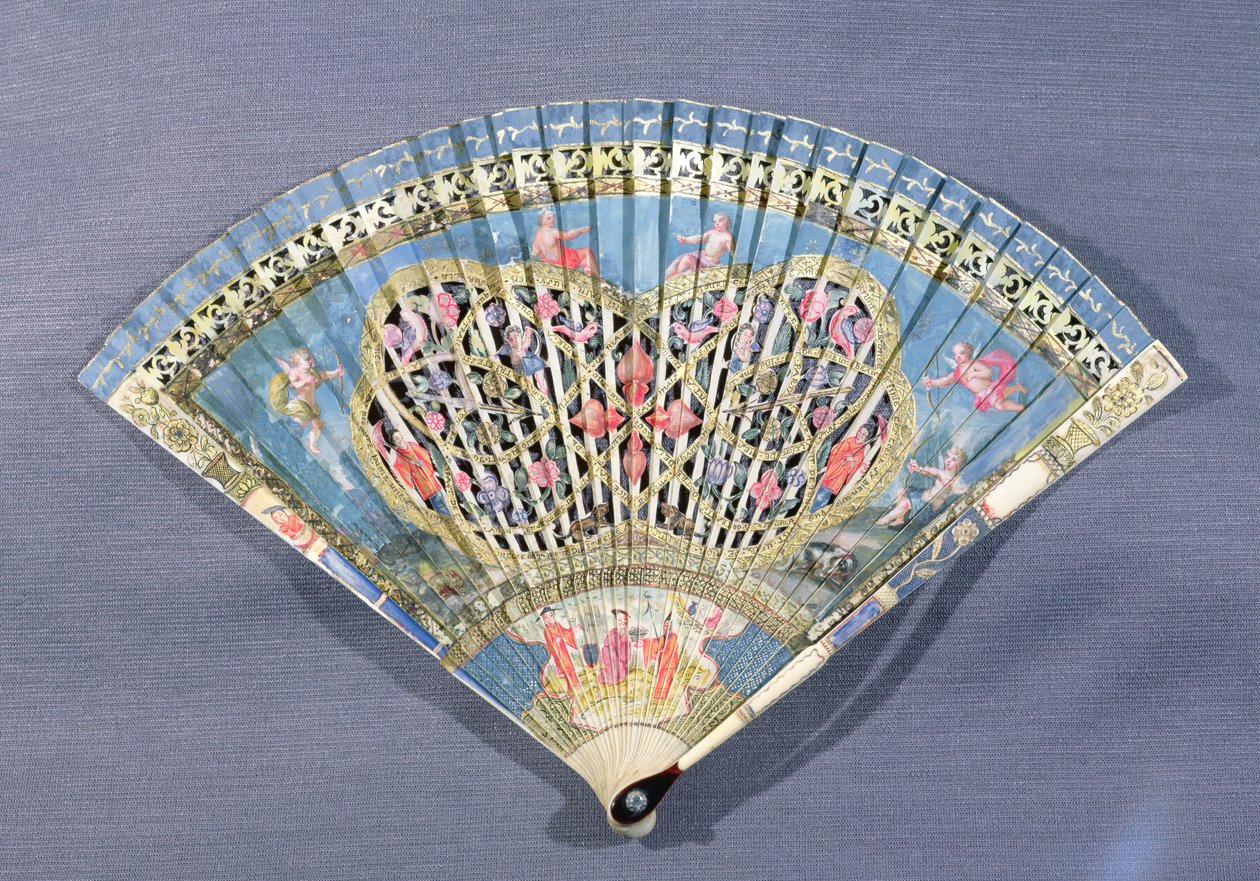Vifte med Cupids, 1600-tallet av French School