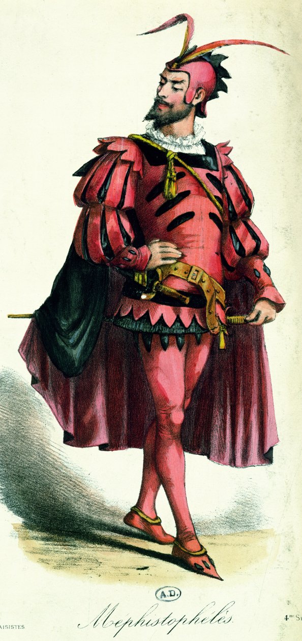Fancy dress kostyme for Mephistopheles, fra LArt du Travestissement av Leon Salut, 1885 av French School