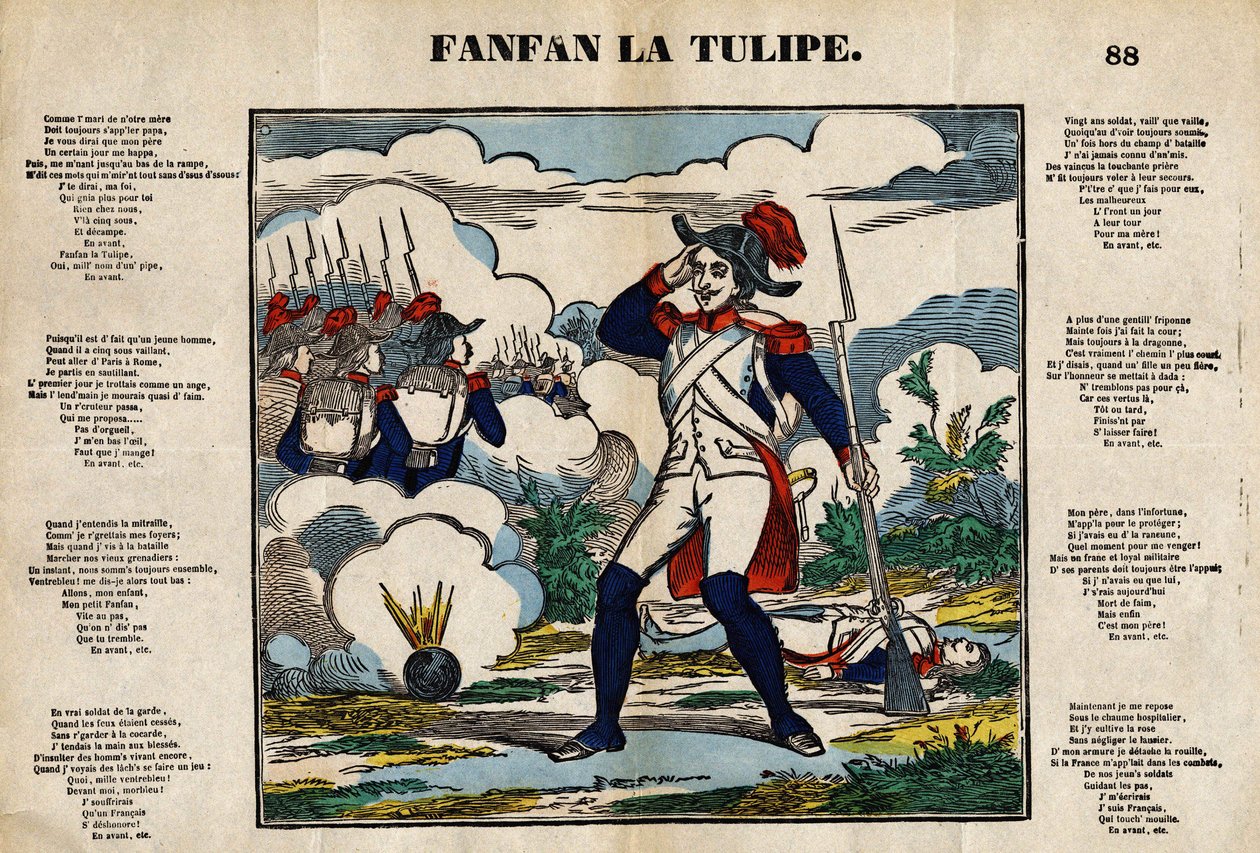Fanfan tulipanen. Bilde av Epinal fra 1800-tallet av French School