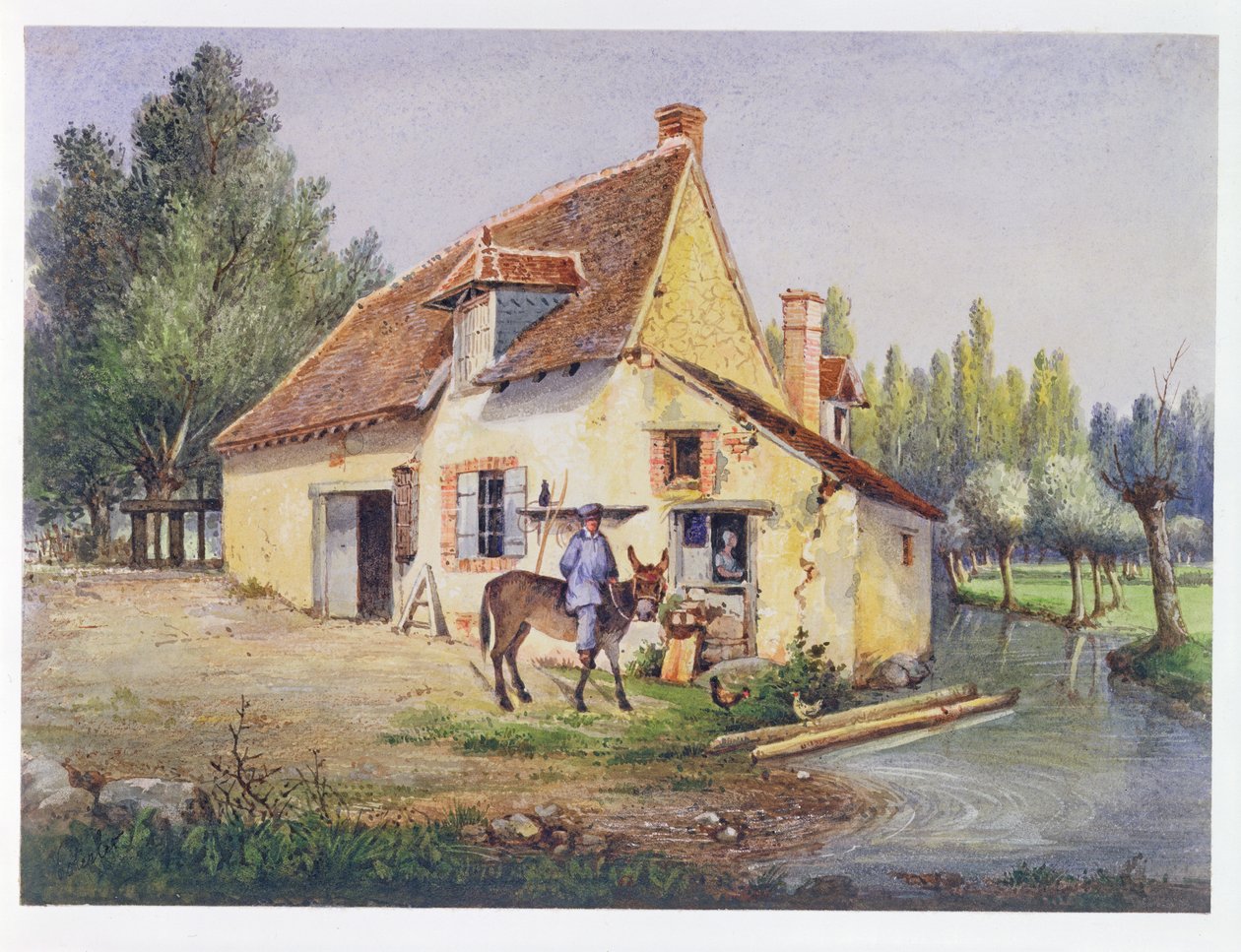 Gård i Epernay-regionen, ca. 1850 (wc på papir) av French School