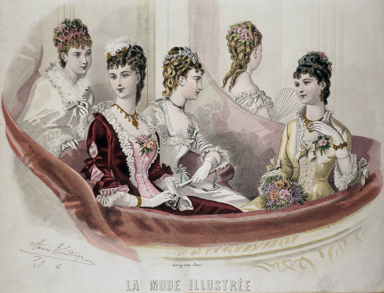 Mote kvinner - i “” Fashion Illustrated””, sd. 2. halvdel av 1800-tallet. av French School
