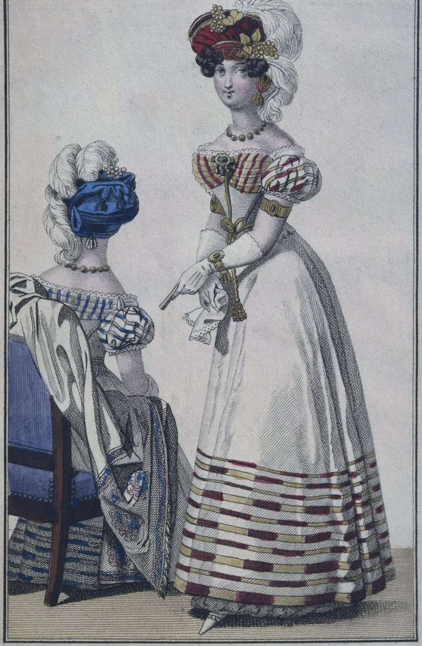 Moteplate, Paris, illustrasjon fra Le Petit Courrier des Dames, ca. 1820 (fargegravering) av French School