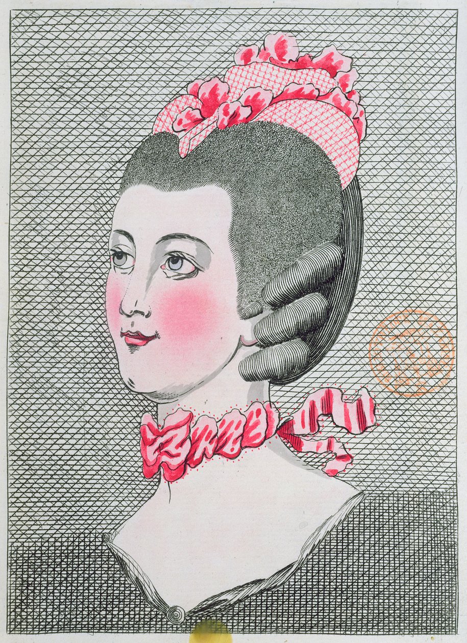 Moteplate fra LArt de la Coiffure de Dames, av Sieur Legros, utgitt i Paris 1767 av French School