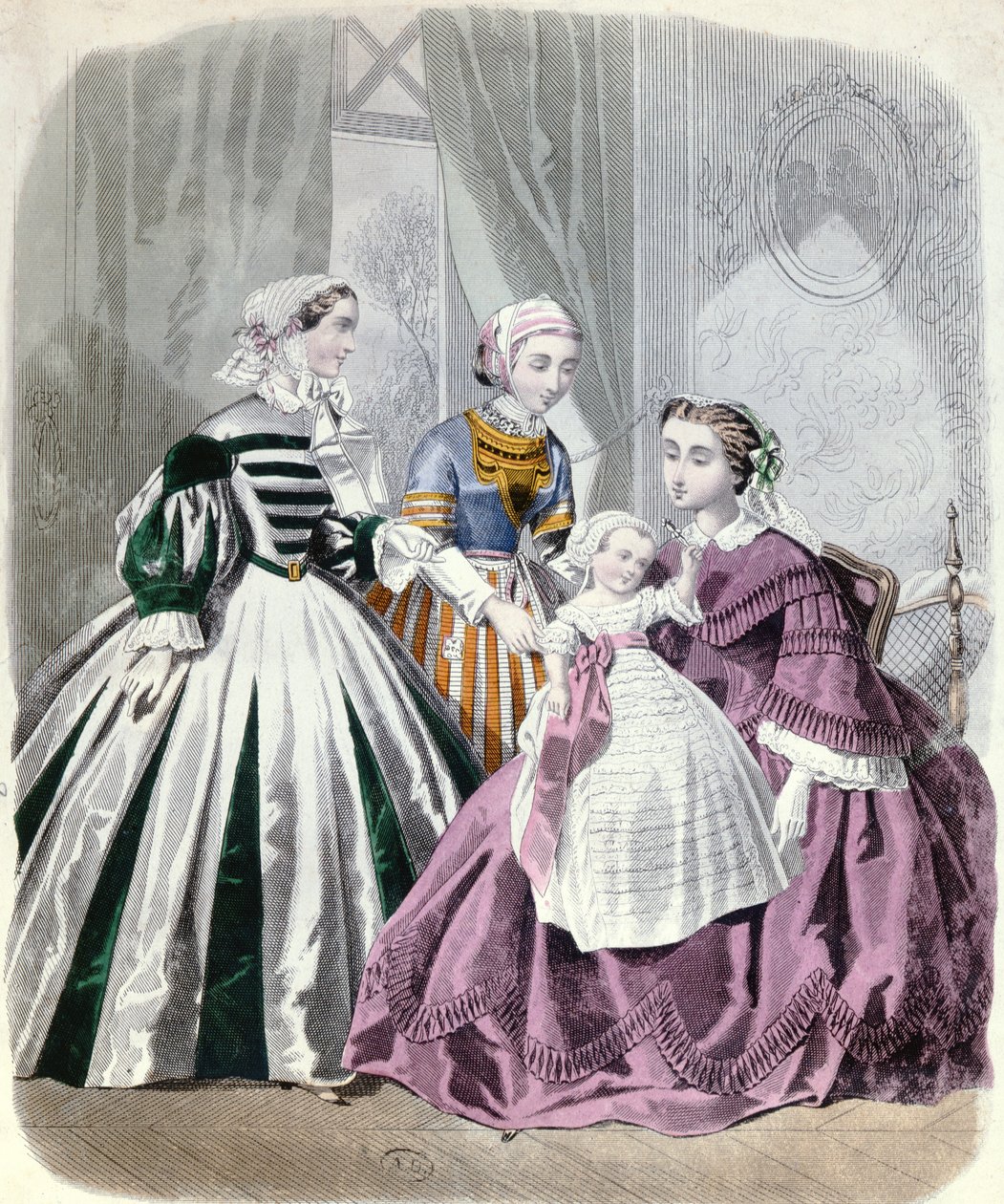 Moteplate fra Le Monde Elegant 1859 (fargegravering) av French School