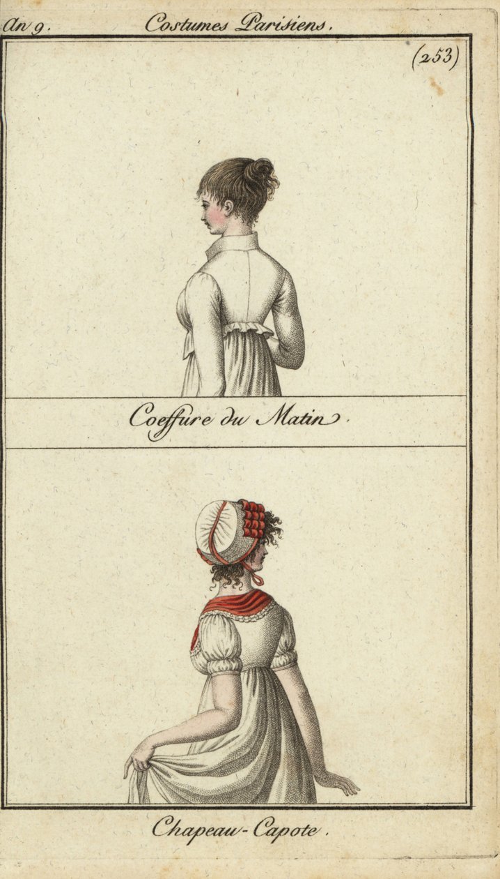 Fasjonabel frisyre og hatt, Paris av French School