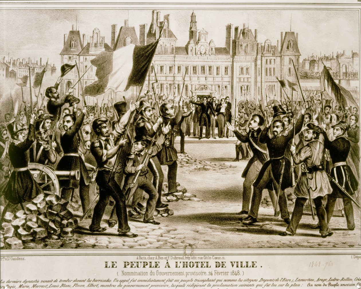Februarrevolusjonen 1848 (litografi) av French School