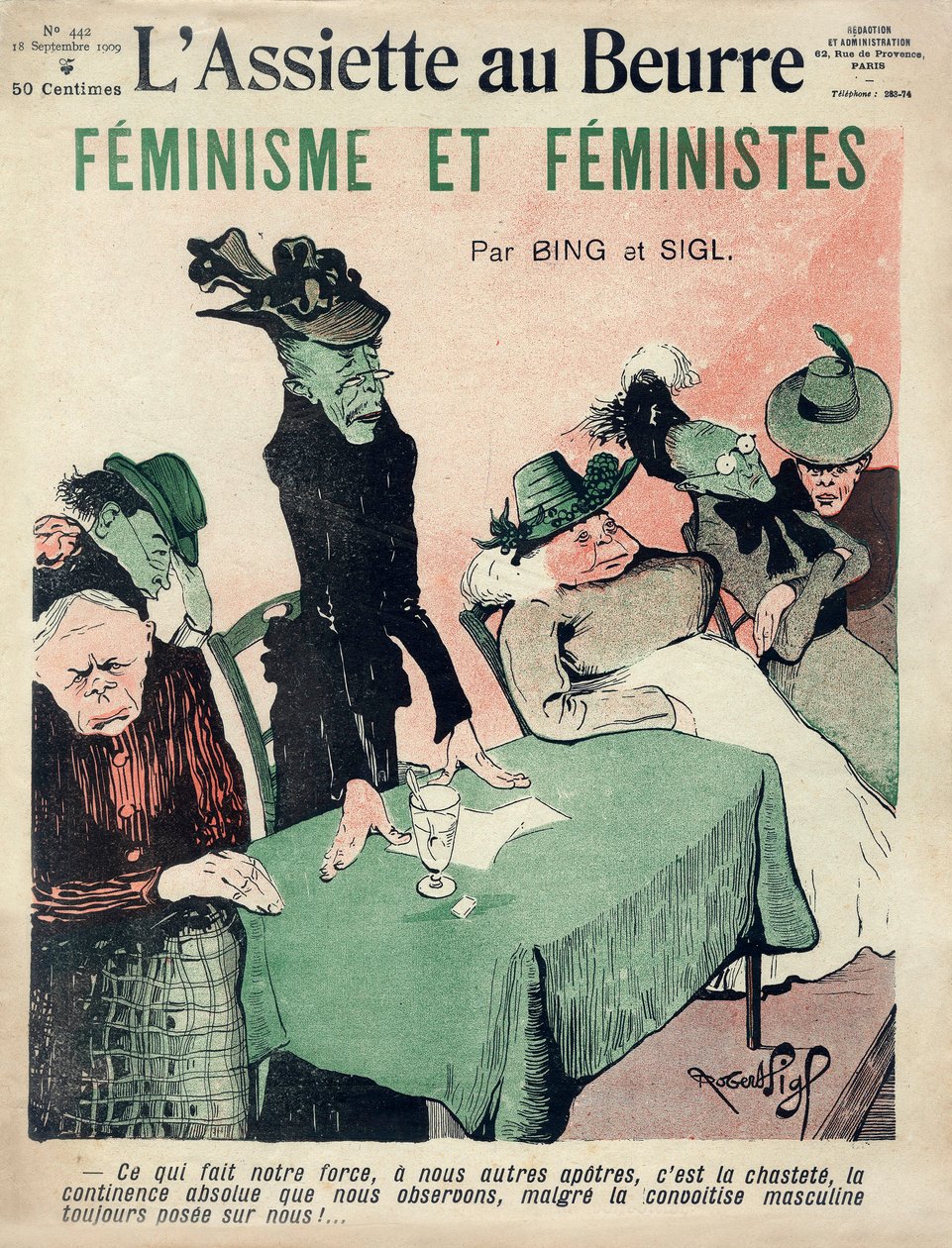 Feministisk tegneserie, cover av det franske satiriske magasinet 