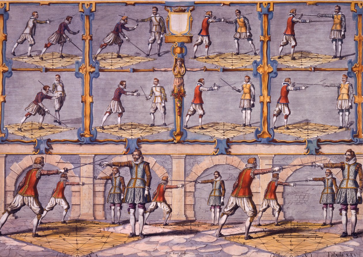 Fekting, fra Academie de lEspée av Girard Thibault, utgitt 1628 av French School
