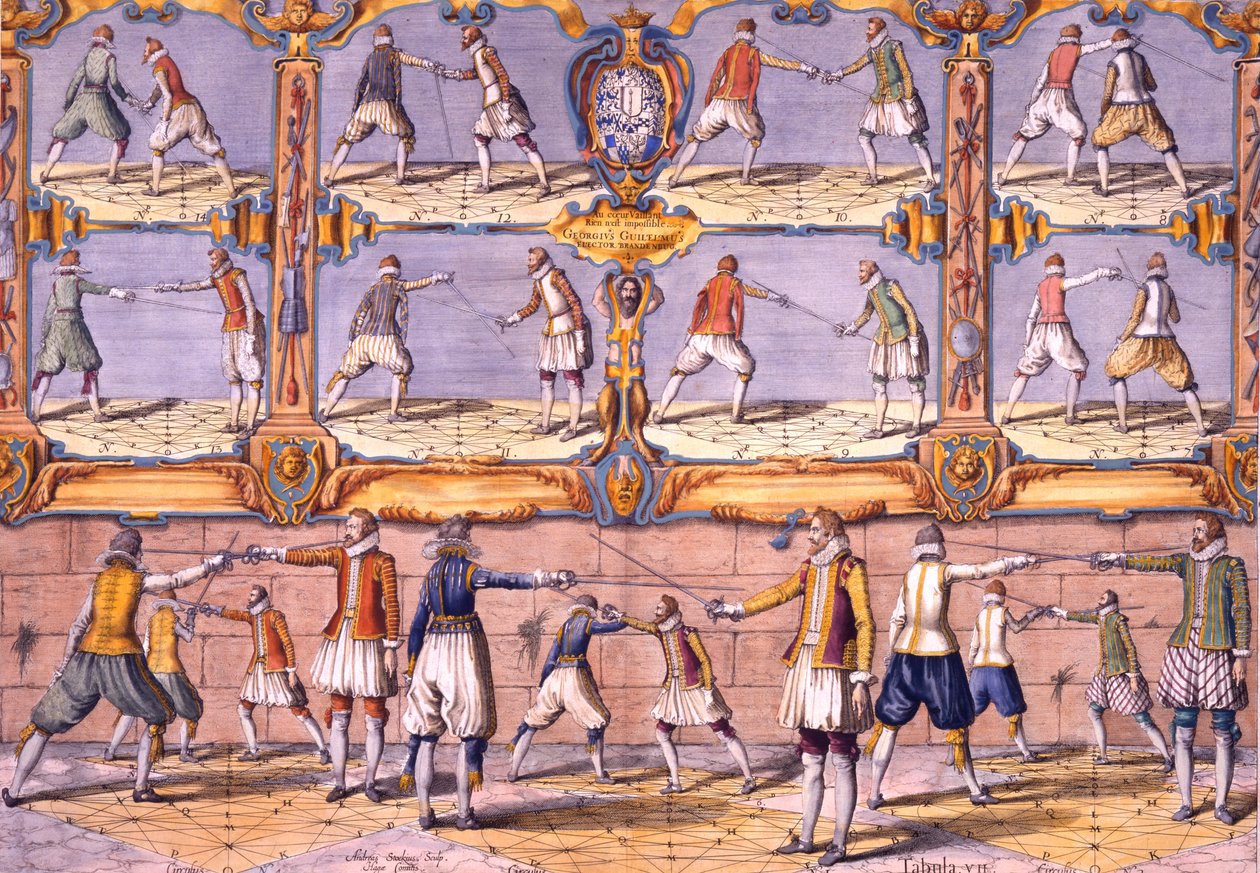Fekting, fra Academie de lEspée av Girard Thibault, utgitt 1630 av French School