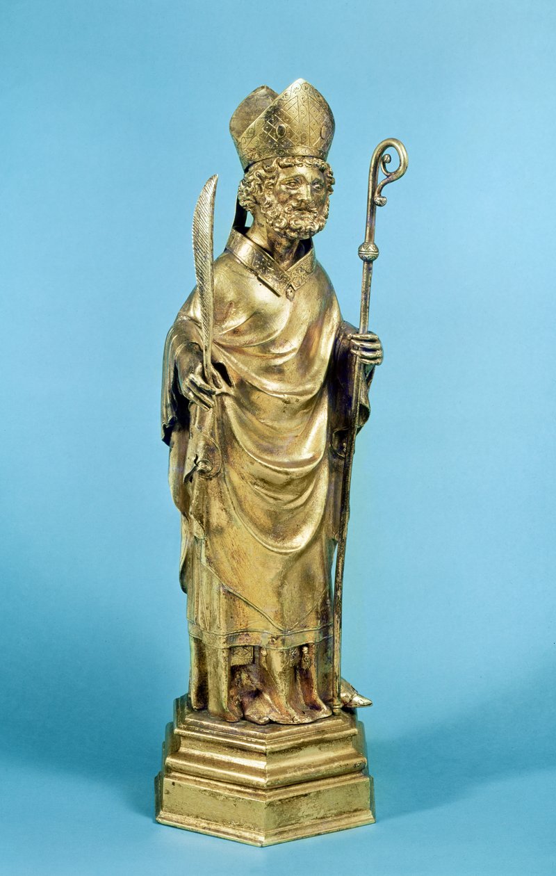 Figur av en biskop (forgylt kobber) av French School