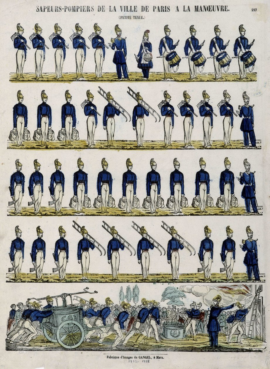 Brannvesen i byen Paris i manøver - Bilde av Epinal, rundt 1852 av French School