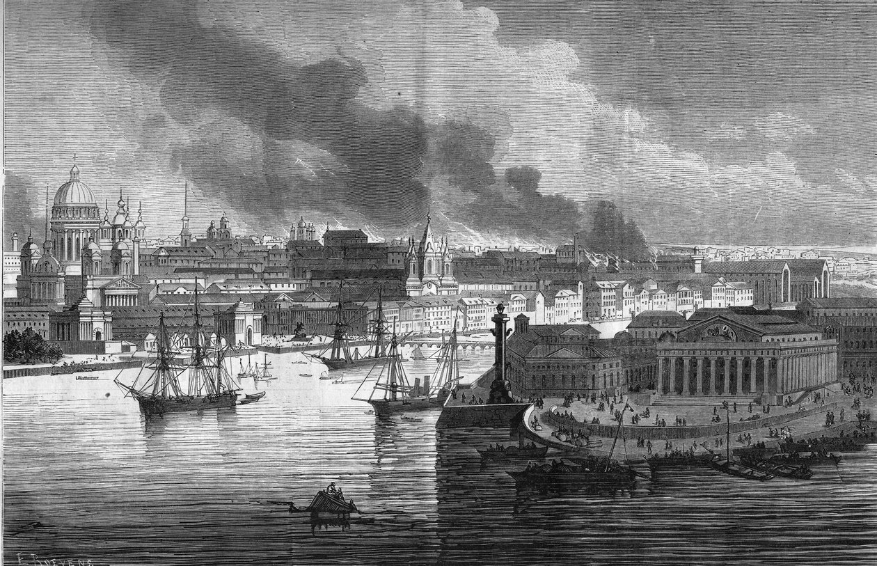 Fire of the ministry district in St. Petersburg, Russia av French School