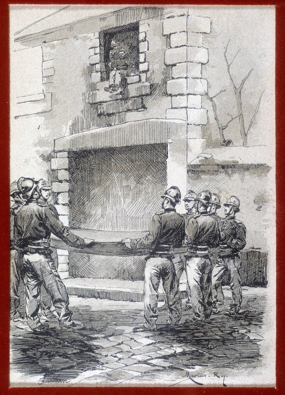 Brannmenn, The Rescue Blanket, nd tidlig på 1800-tallet. av French School