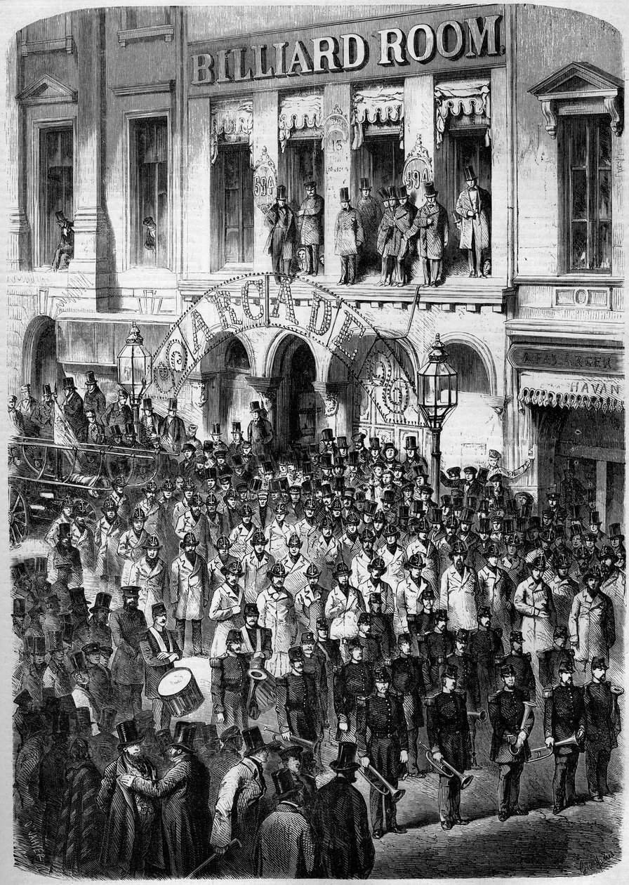 Firefighters in New York (New York) preparing to leave for Washington to congratulate the new president of the Union (James Buchanan av French School